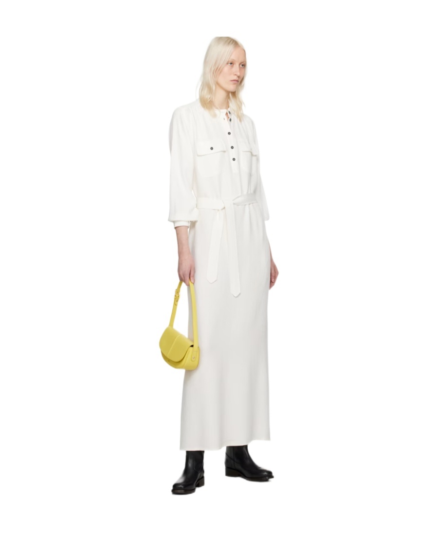 Apc Marla Crinkled Maxi Shirt Dress In White