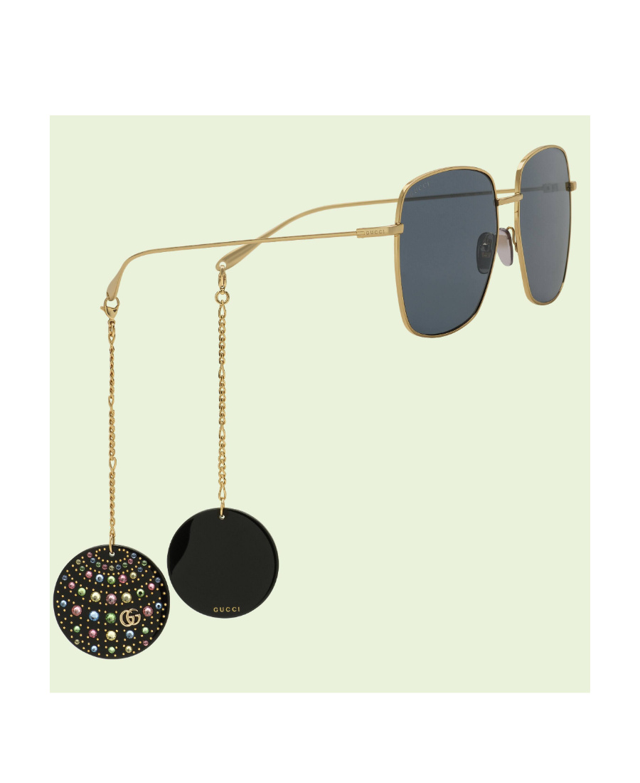 Gucci Disco Ball-charm Square-frame Sunglasses In Gray