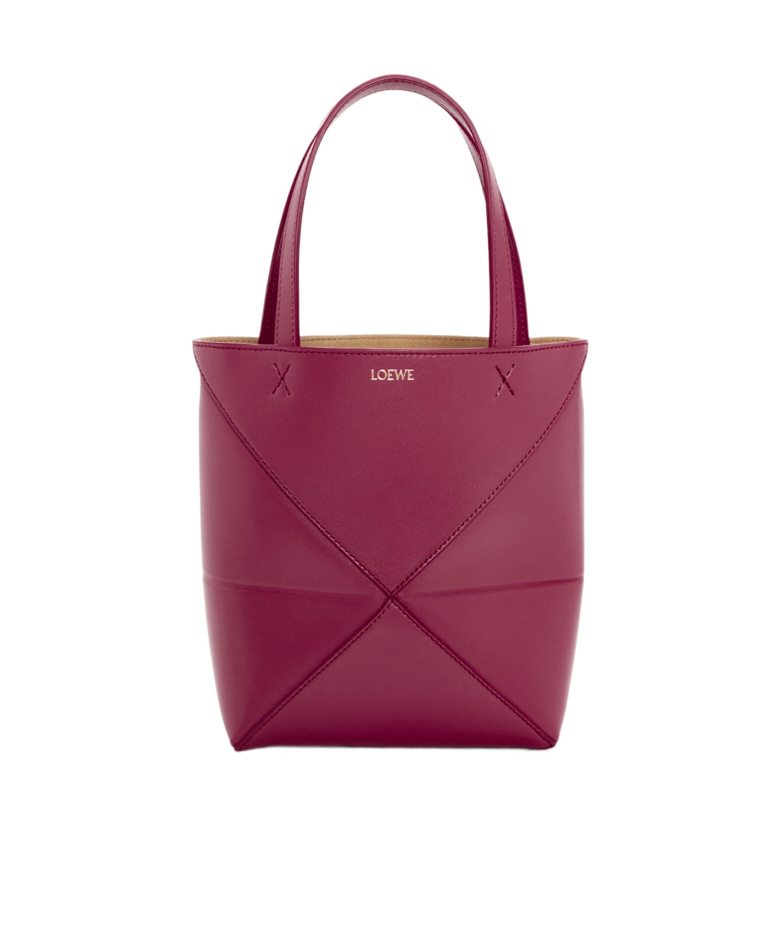 Loewe Mini Leather Puzzle Fold Tote Bag In Red
