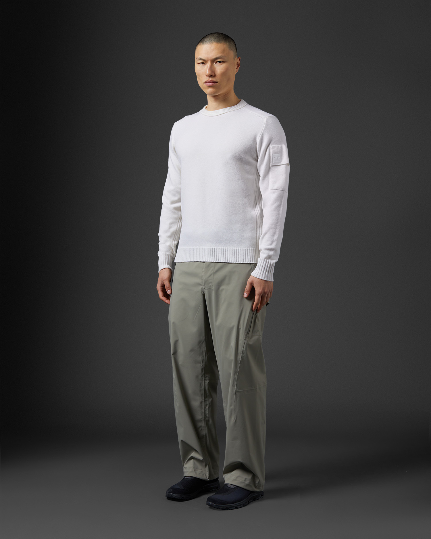 Shop C.p. Company Crew-neck Wool-blend Jumper In White