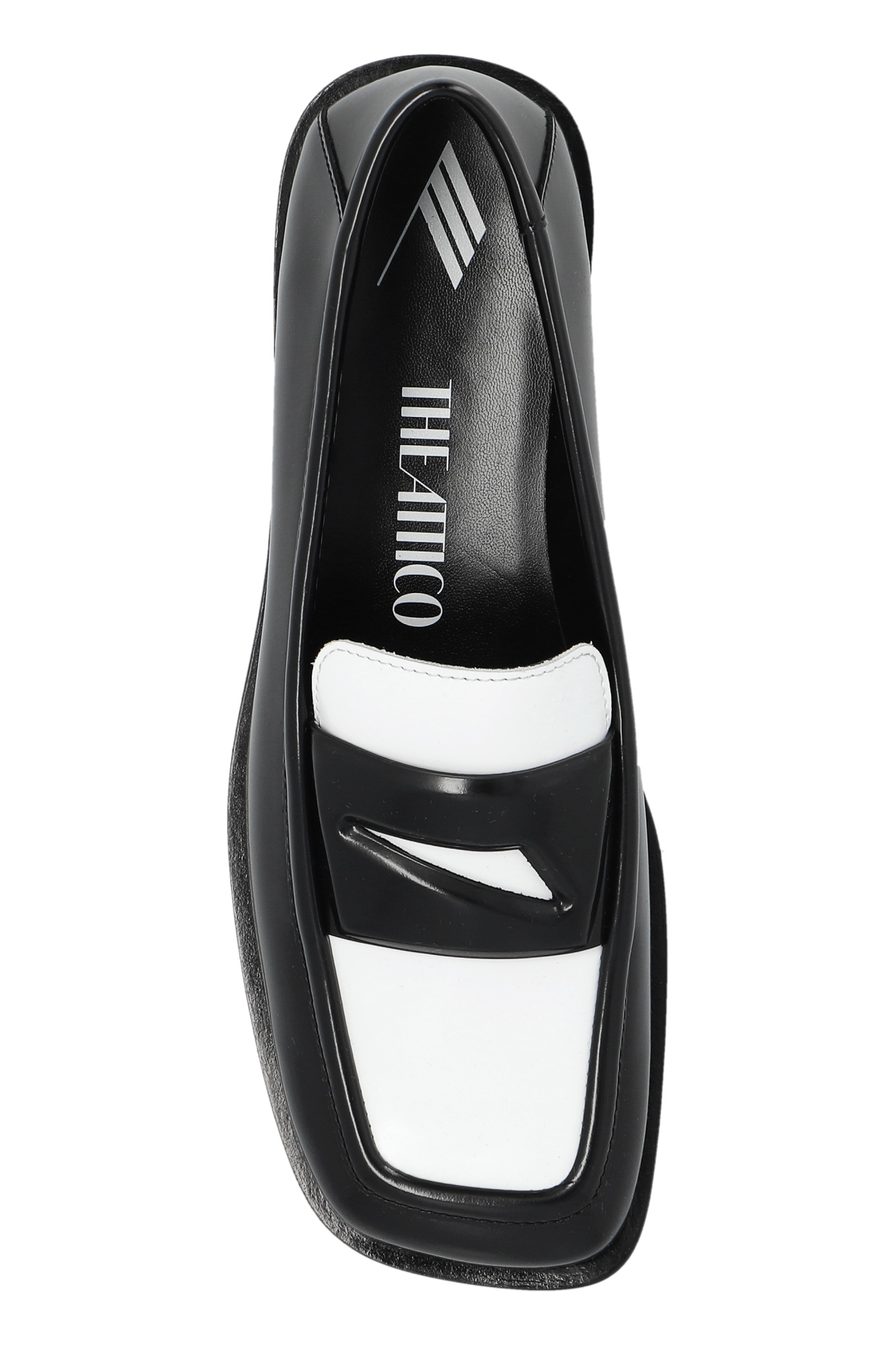 Attico Amanda Logo-debossed Two-tone Leather Loafers In Black