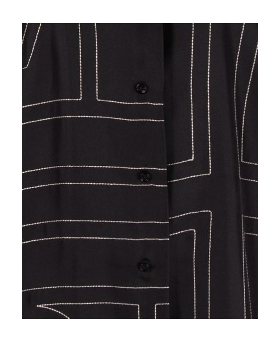 Totême Monogram Embroidered Silk-twill Shirt In Black