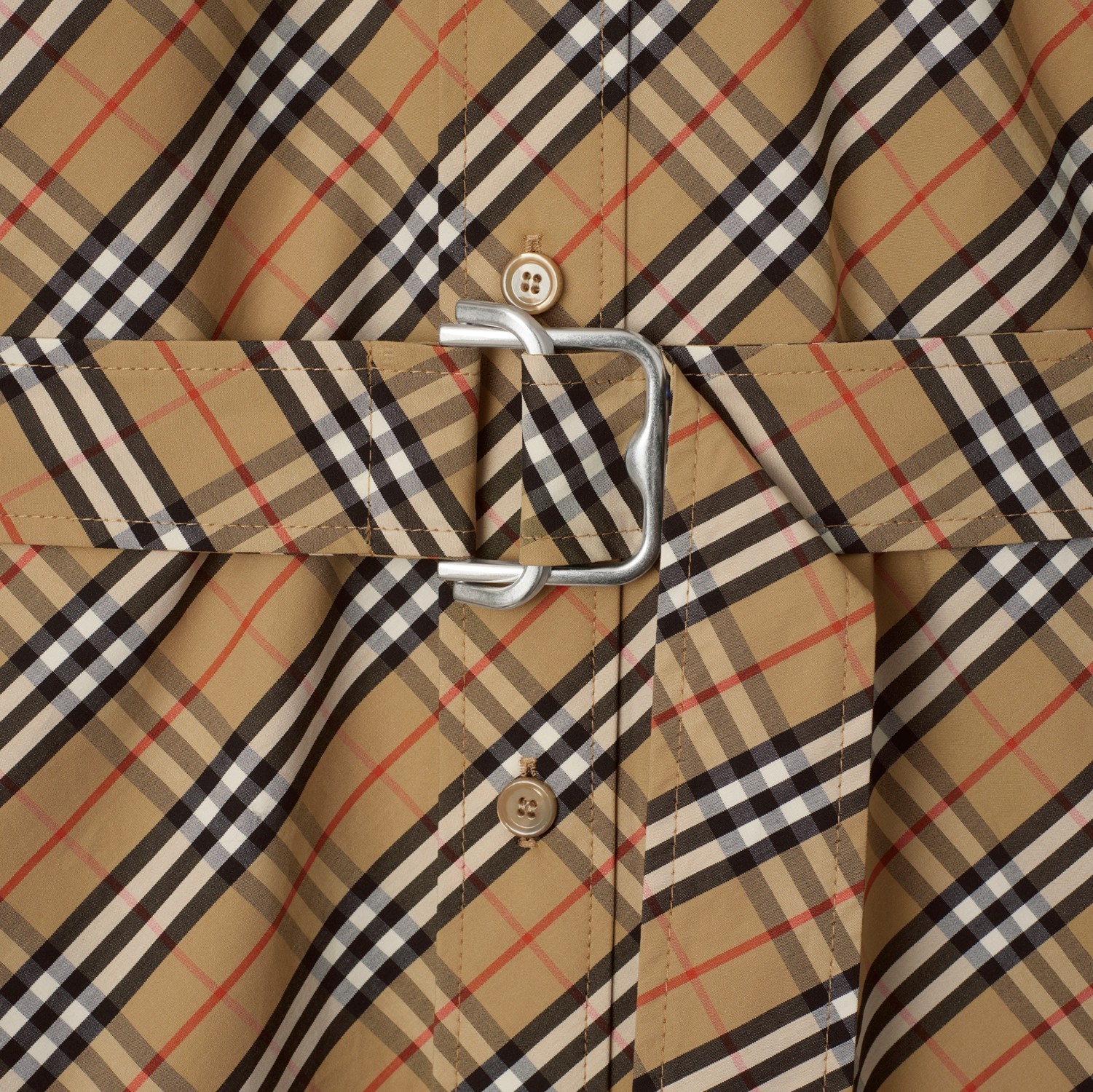 Burberry Classic Check Cotton Dress With Belted Waist In Brown
