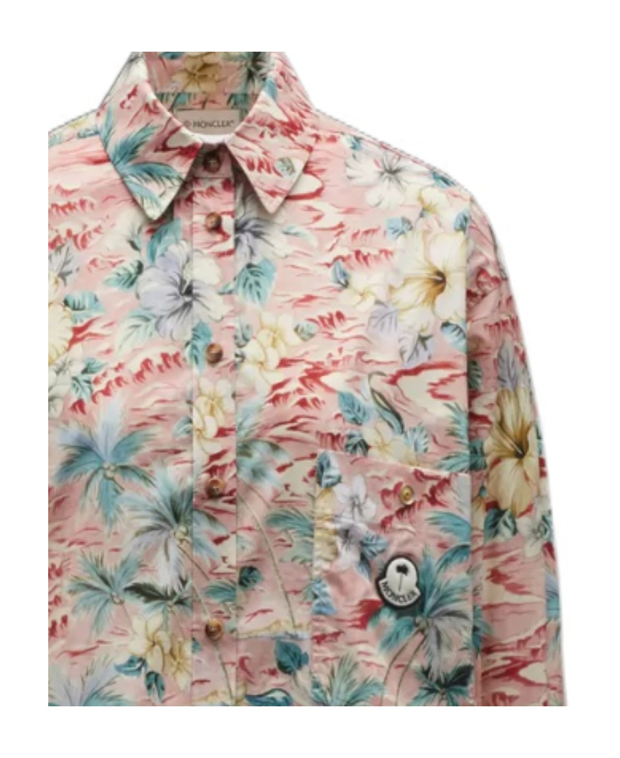Moncler X Palm Angels Tropical Printed Shirt In Nude