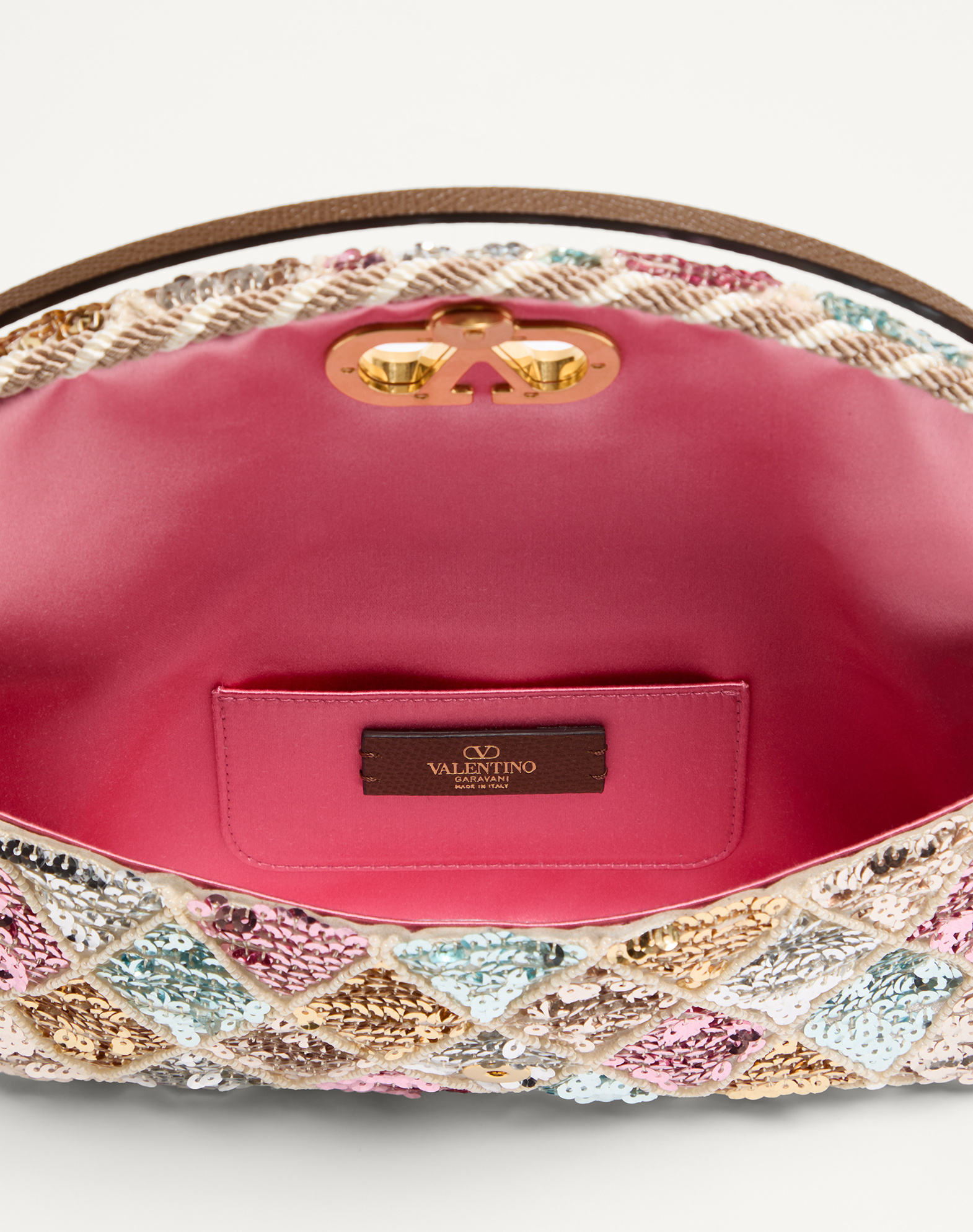 Valentino Small Vain Soft Sequin-embellished Shoulder Bag In Pink
