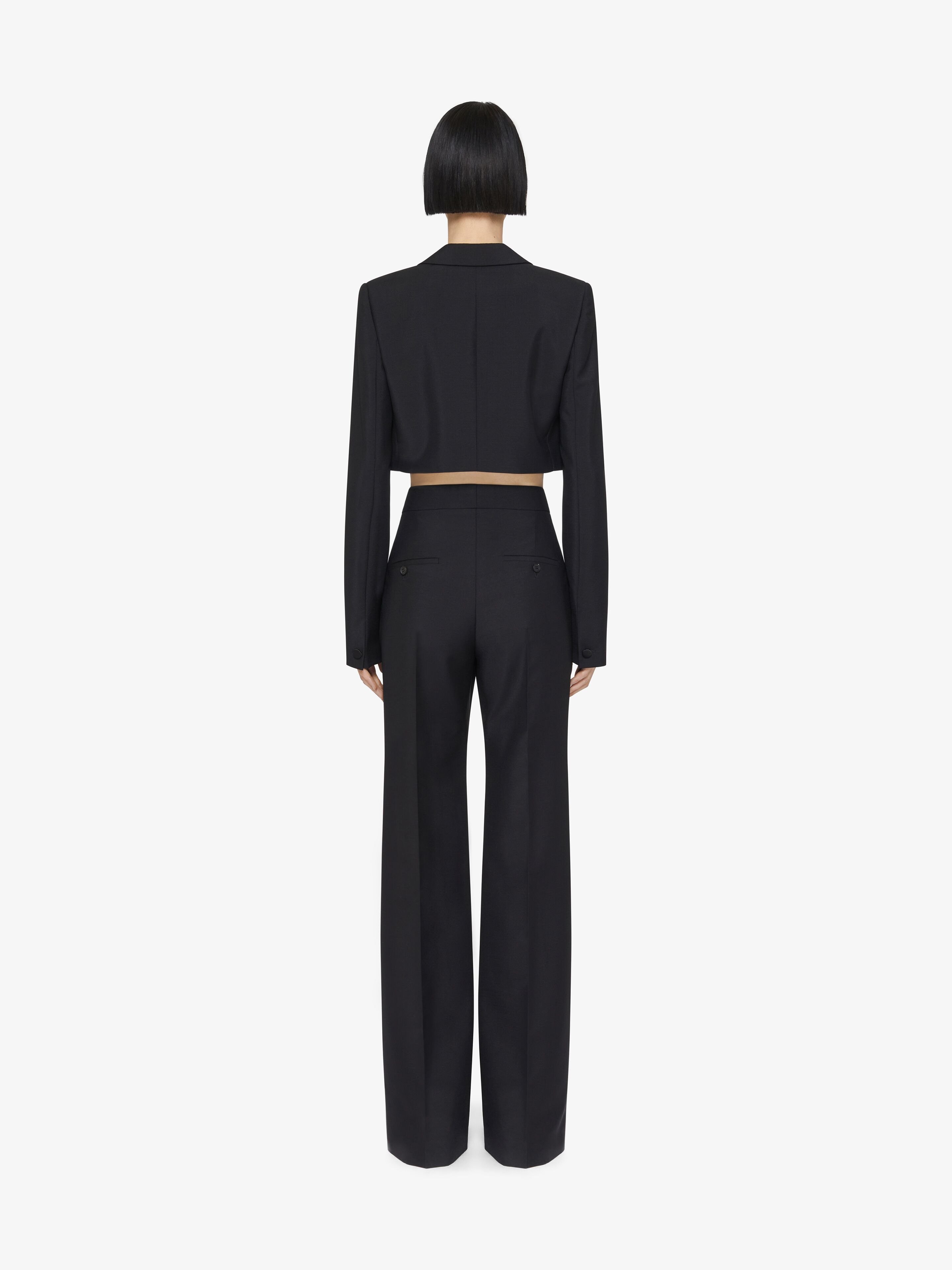 Givenchy Long-sleeved Wool Short Suit Coat In Black