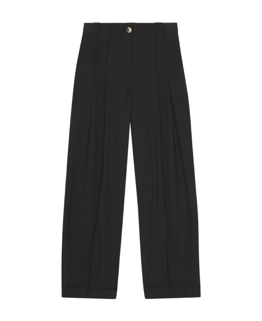 Ganni Wide-leg Tailores Trousers In Black