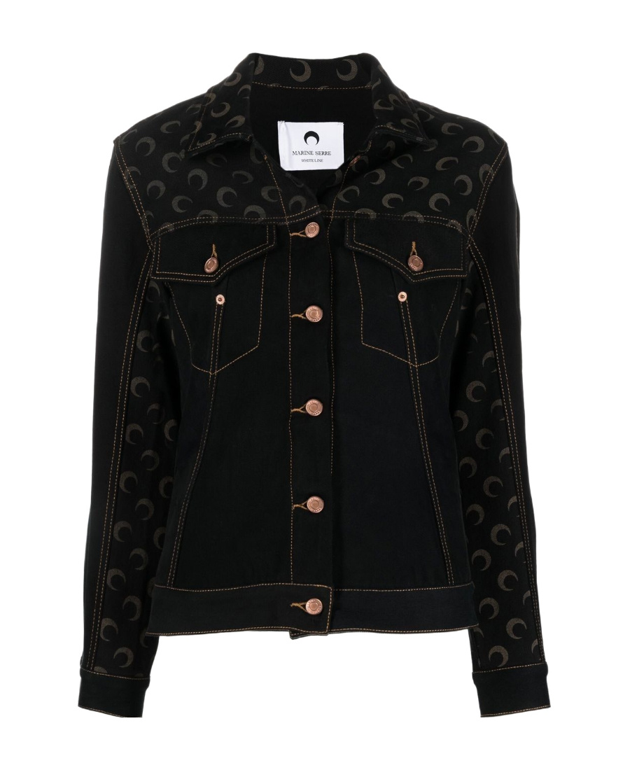 Marine Serre Moon-print Denim Jacket In Black