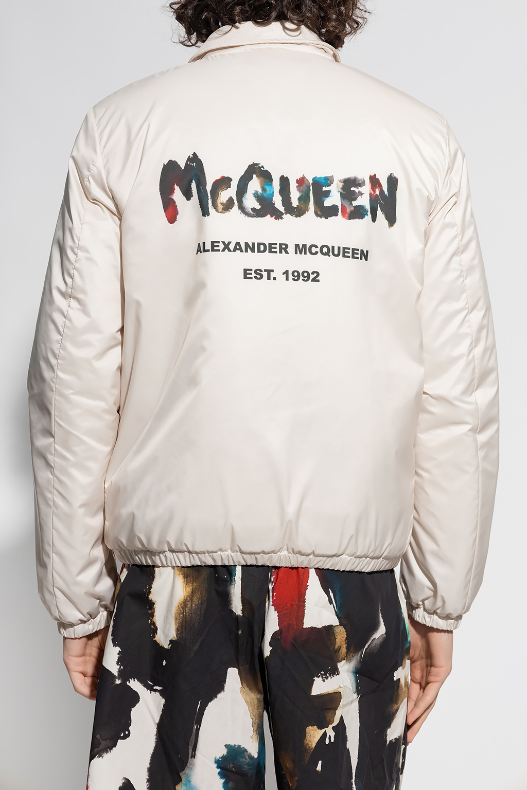 ALEXANDER MCQUEEN LOGO-PRINT SHIRT BOMBER JACKET