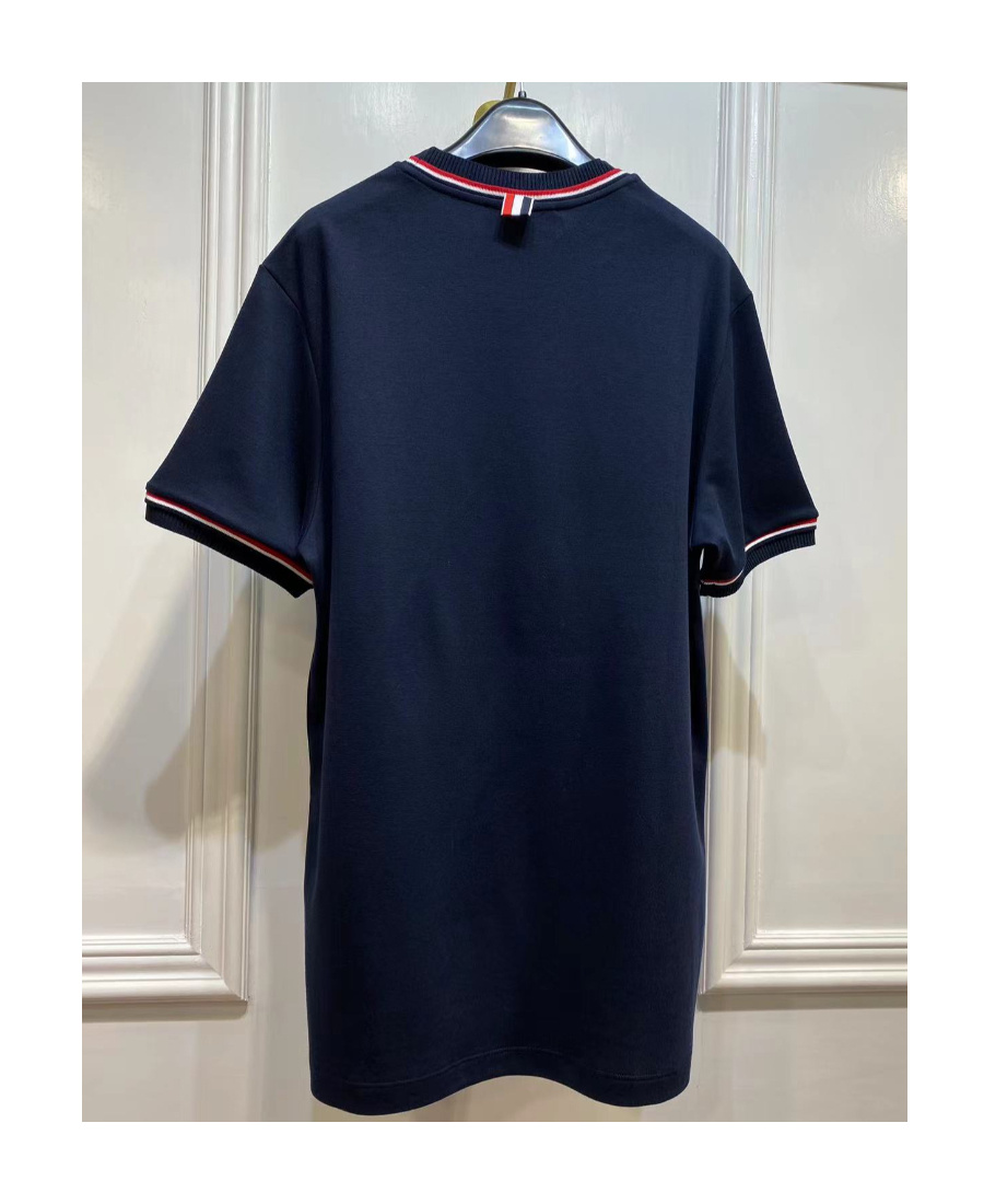 Thom Browne Navy Cotton Rugby Short Sleeve T-shirt In Black