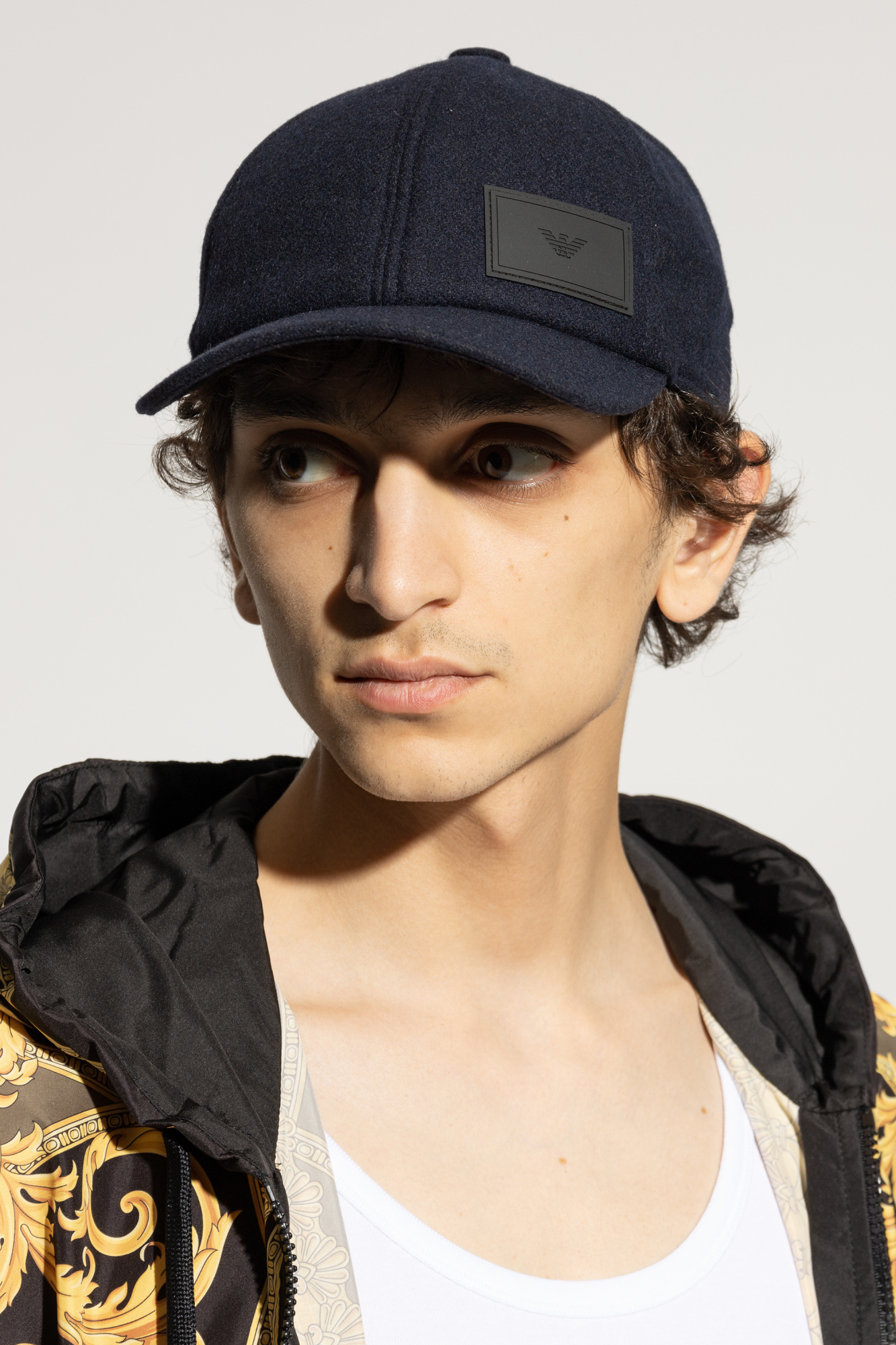 Emporio Armani Emblem Patch Baseball Cap In Black