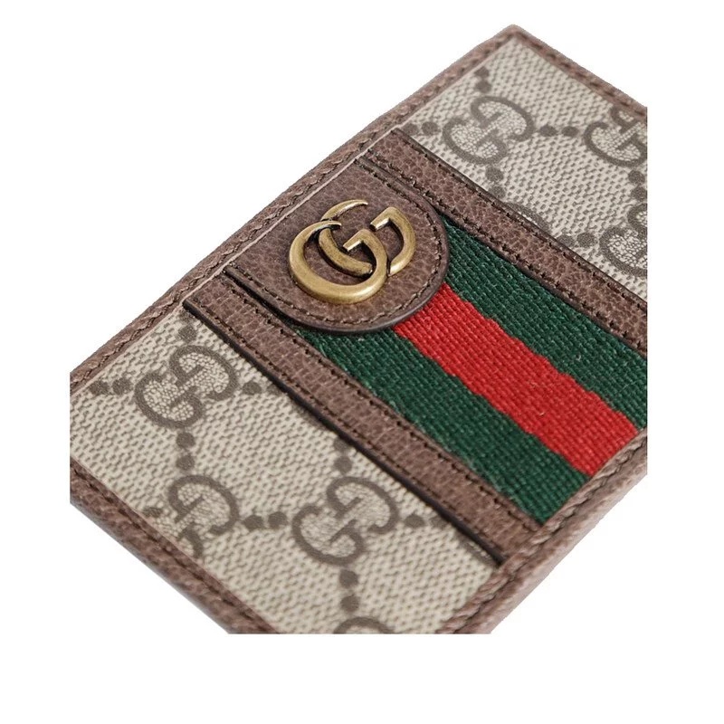 Shop Gucci Ophidia Gg Card Case In Brown
