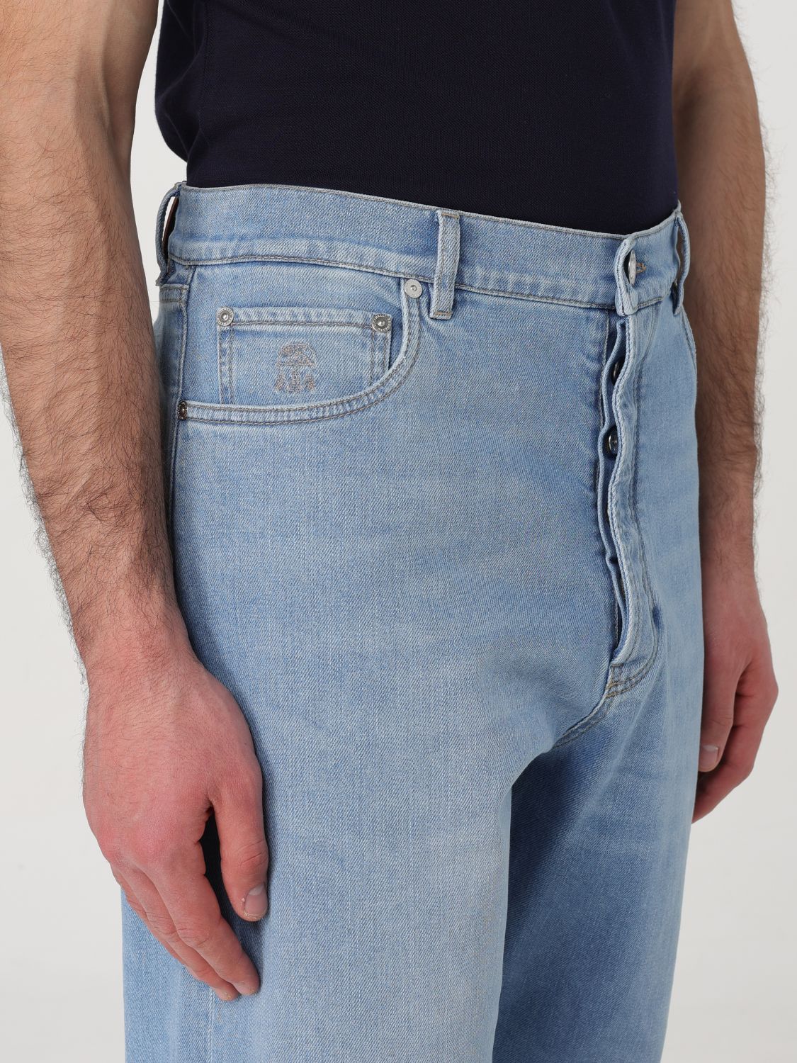 Brunello Cucinelli Logo-patch Jeans In Blue