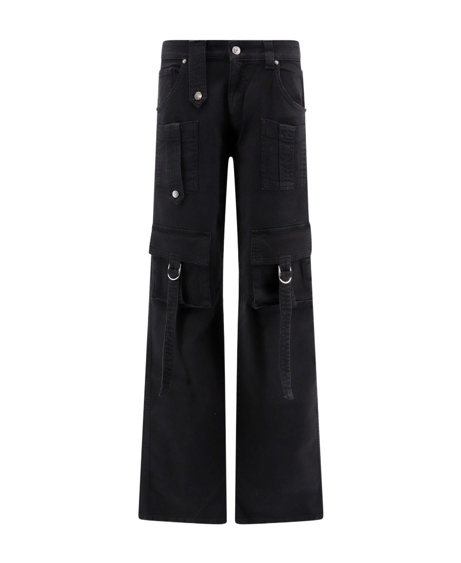 Blumarine Denim Cargo Trousers In Black