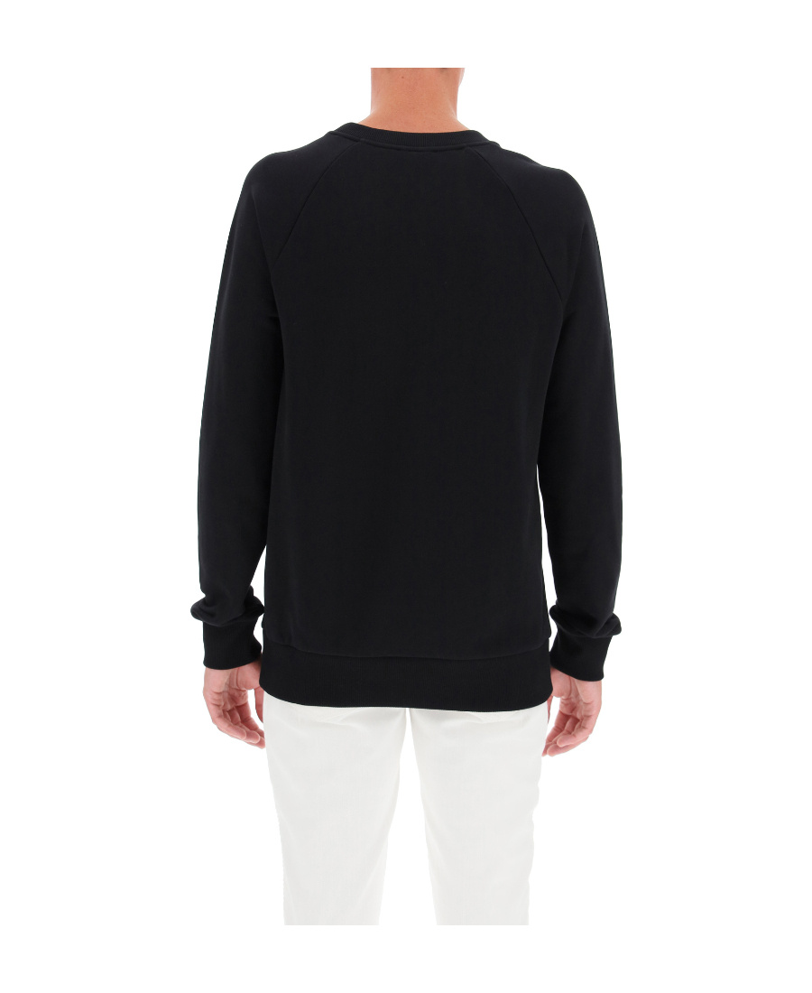 Balmain Logo Printed Cotton Sweatshirt In Black