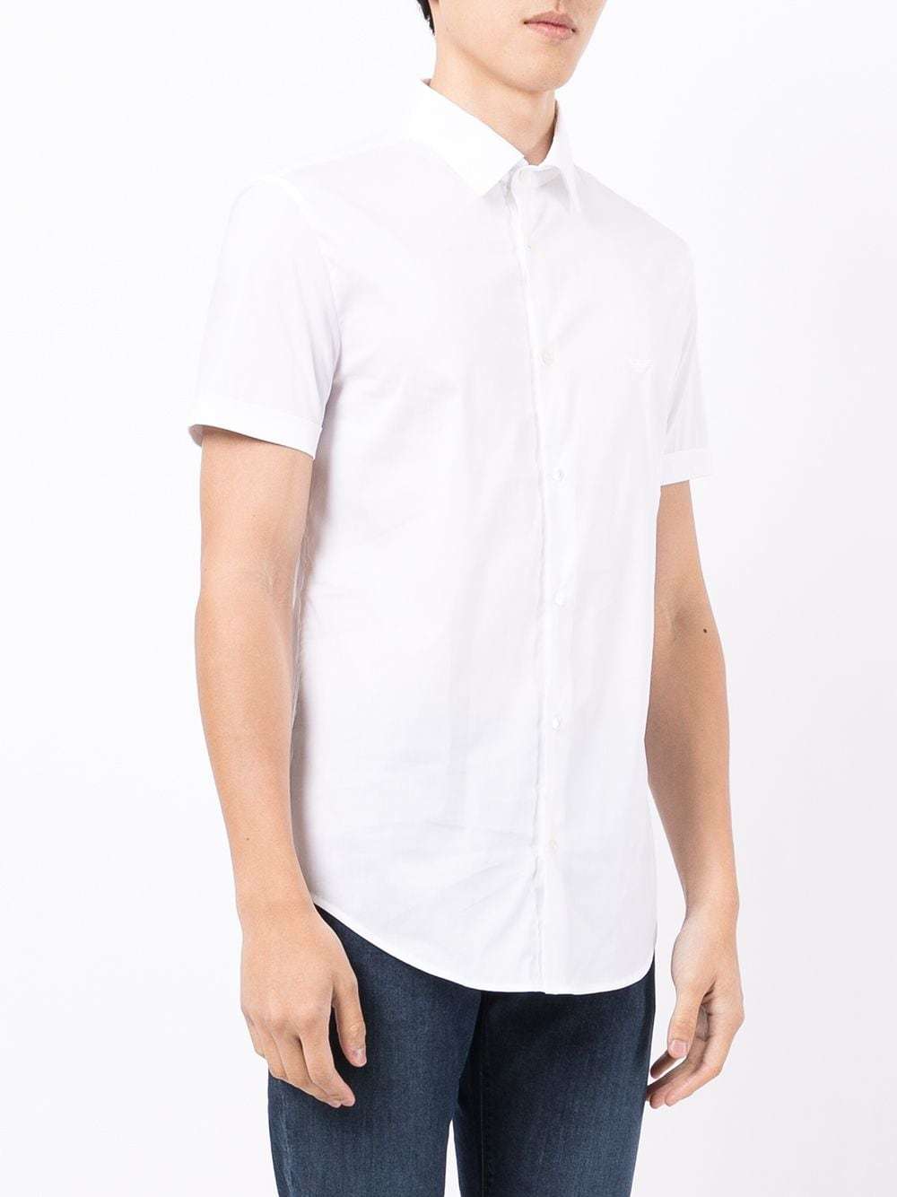 Emporio Armani Camicia Bianca In Jersey Misto Lyocell In White