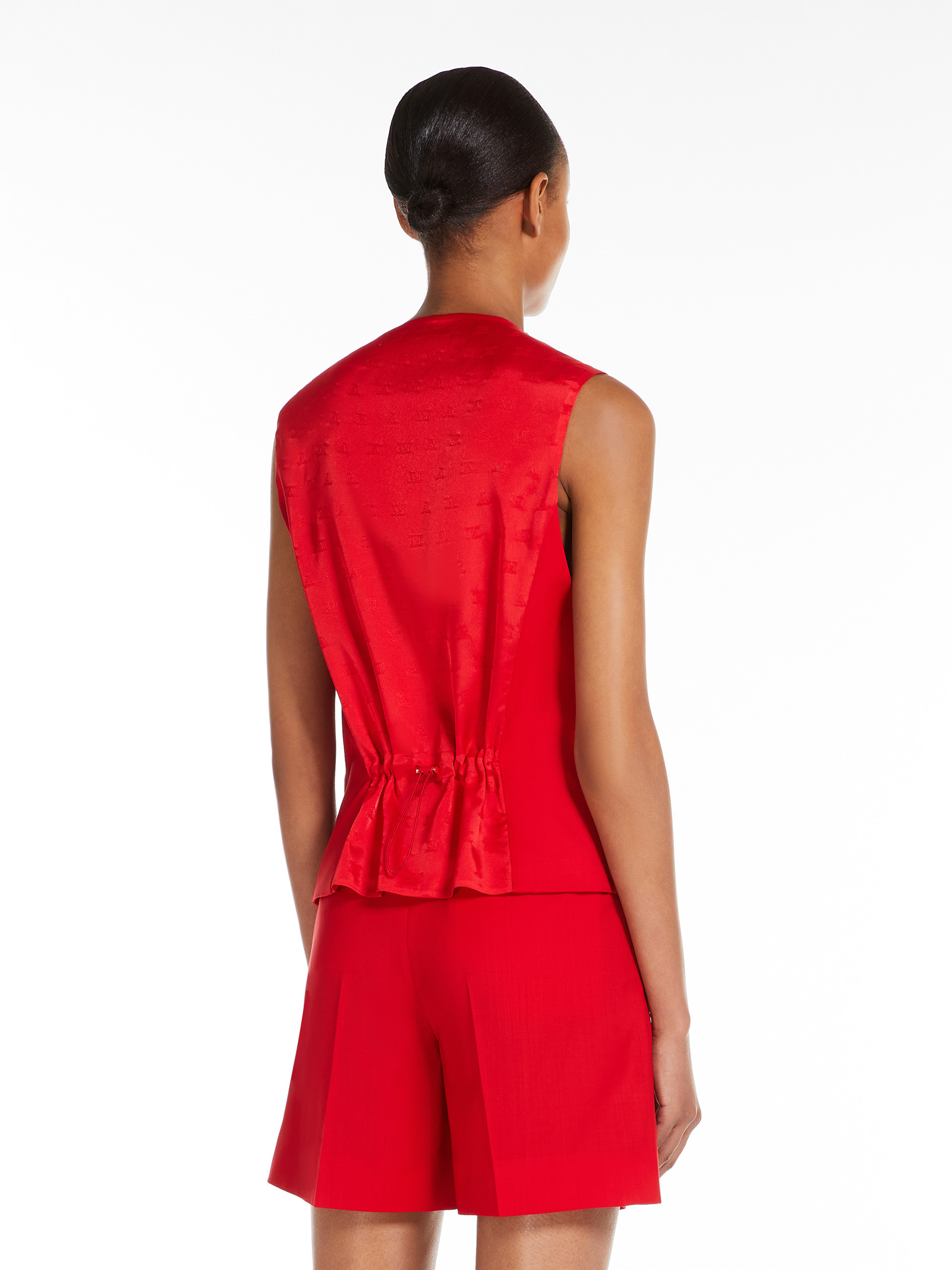 Max Mara V-neck Wool Vest In Red