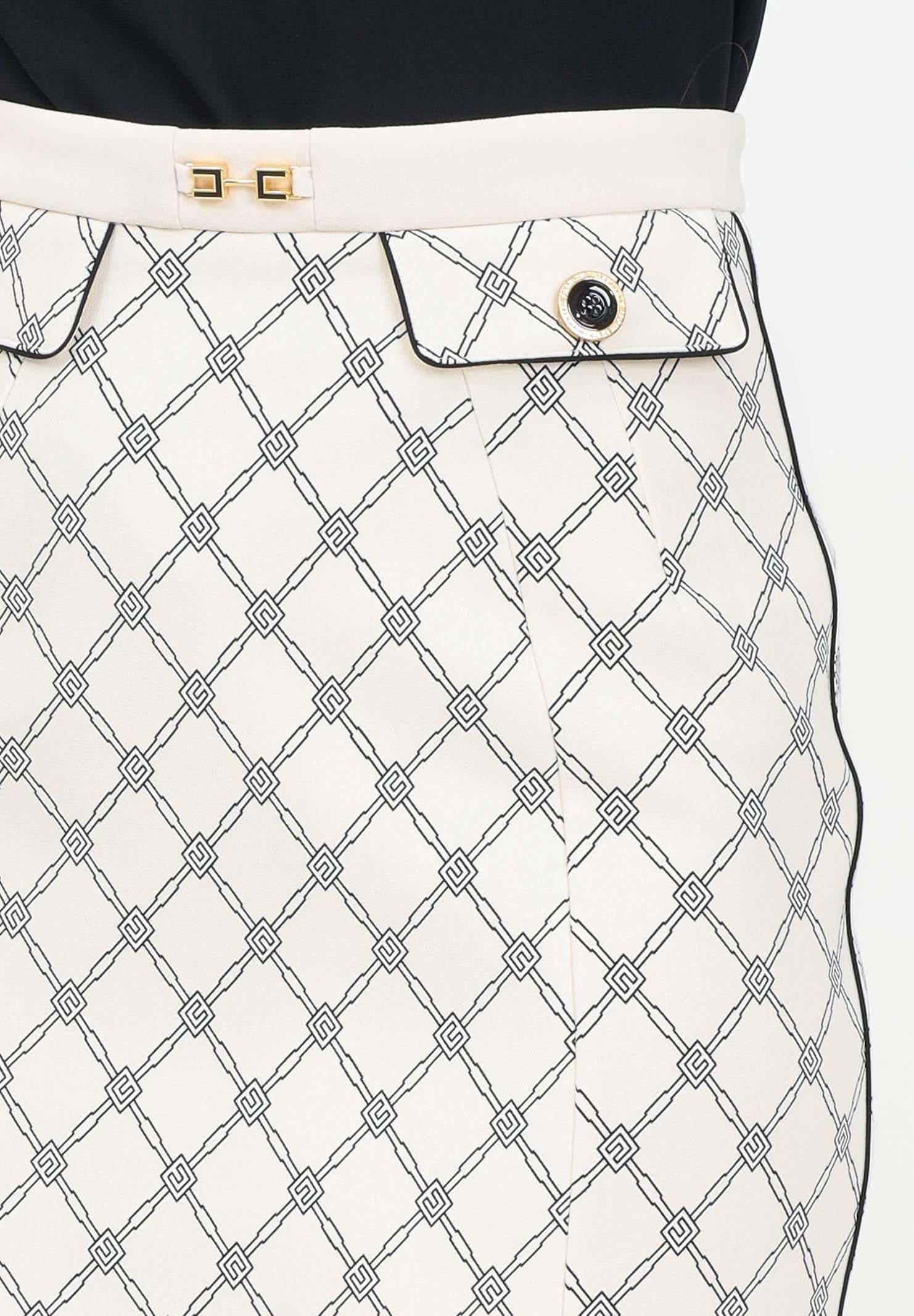 Elisabetta Franchi Diamond Printed Skirt In Nude