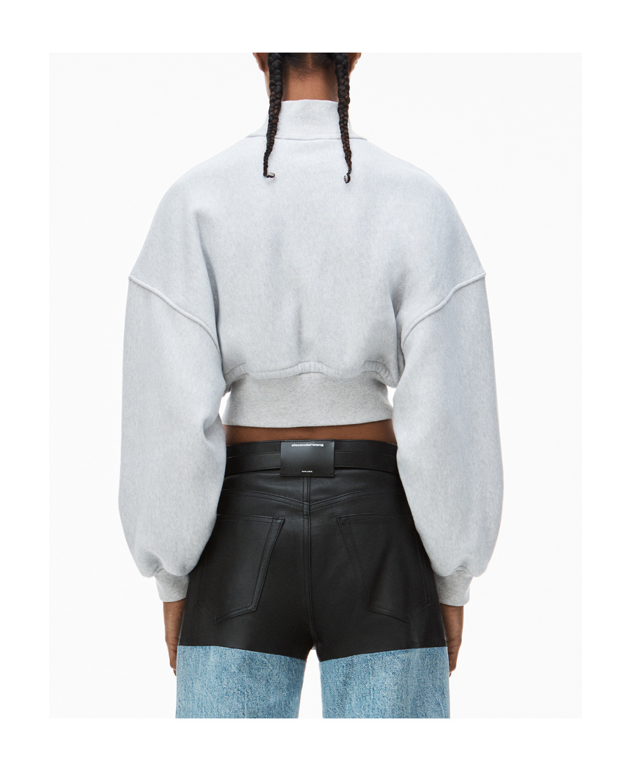 Alexander Wang Mock-neck Cropped Sweatshirt In White
