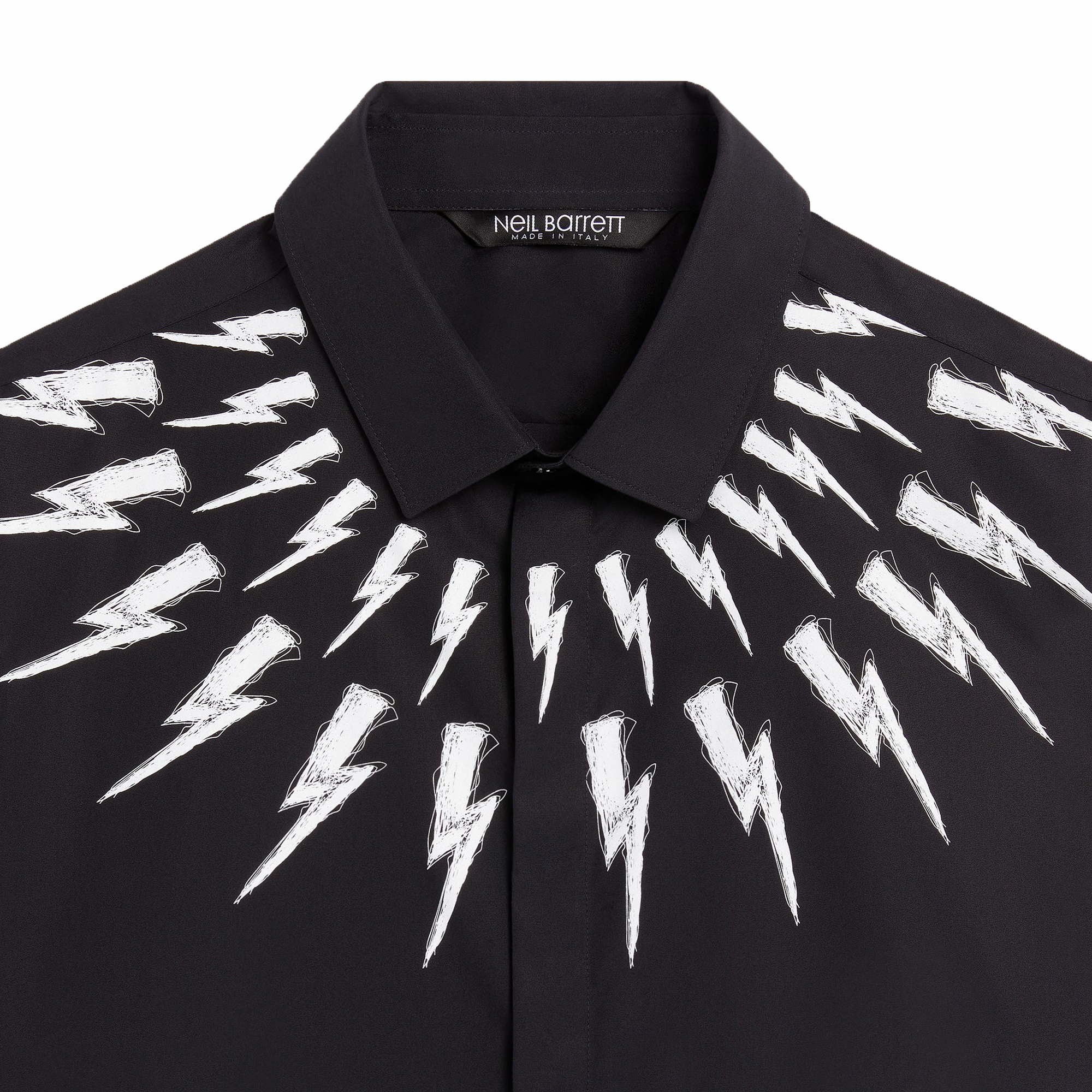 Neil Barrett Lightning Printed Long-sleeved Shirt In Black