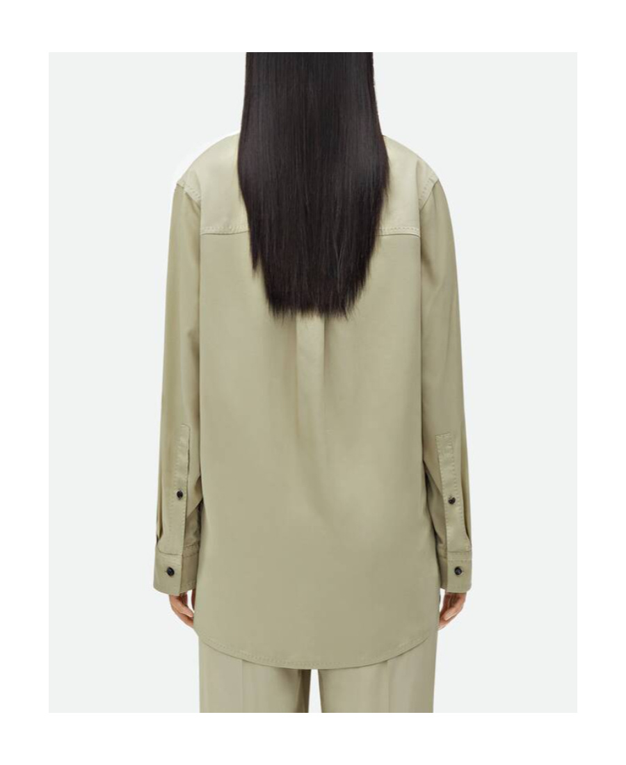 Bottega Veneta Oversized Green Shirt With Maxi Collar In Fluid Viscose Woman In Green