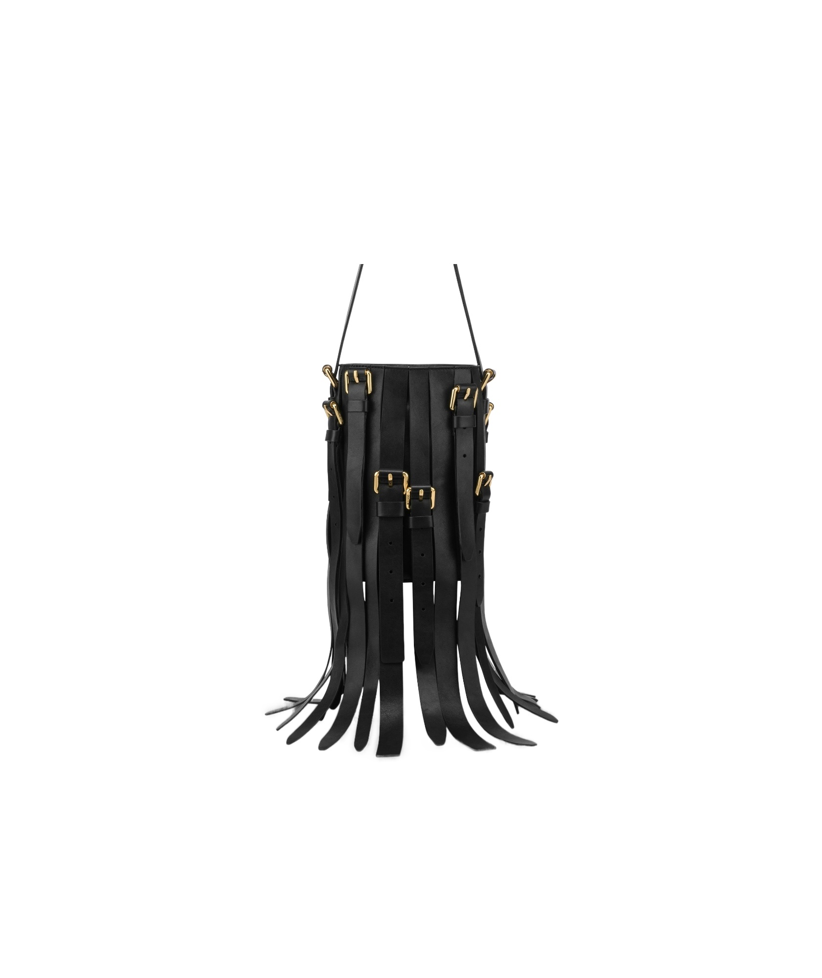 Moschino Multibelts Nappa Bucket Bag In Black