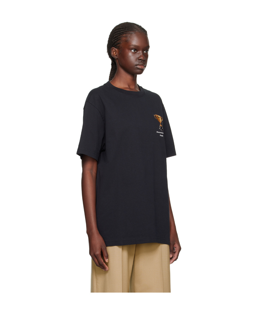 MAISON KITSUNÉ TROPHY PATTERN ROUND COLLAR T-SHIRT 