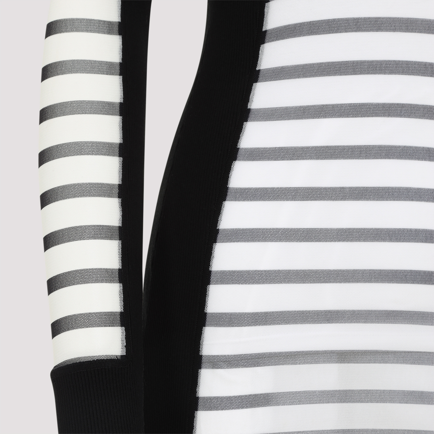Jean Paul Gaultier Mix Mesh And Knit Long Sleeves Dress Printed Mariniere In White