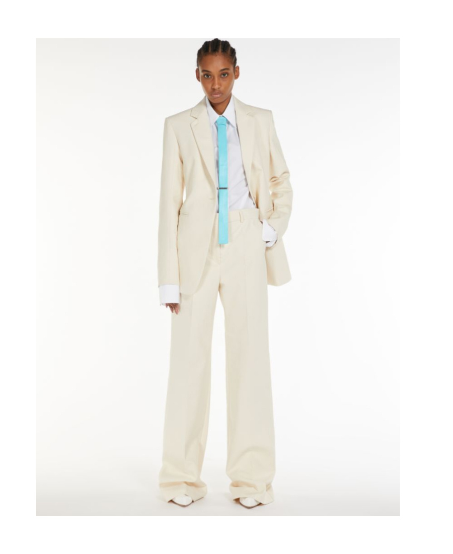 Shop Sportmax Flared-leg Cotton Trousers In White