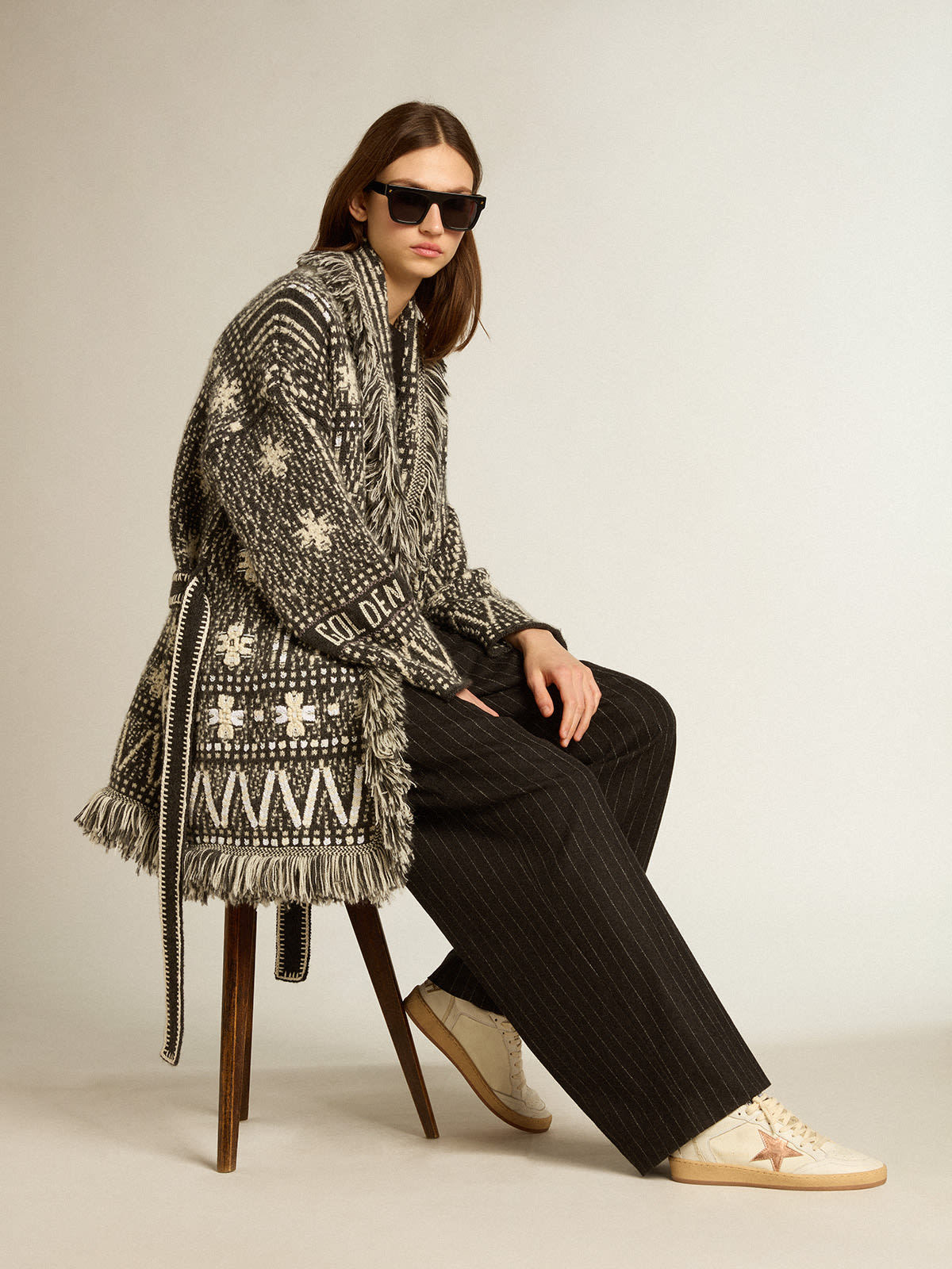GOLDEN GOOSE BALL STAR IN CANVAS AND NAPPA WITH BRONZE METALLIC LEATHER STAR
