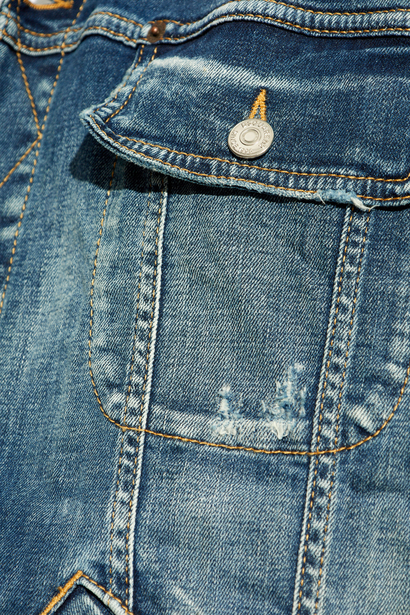 Dsquared2 Distressed Denim Jacket In Blue
