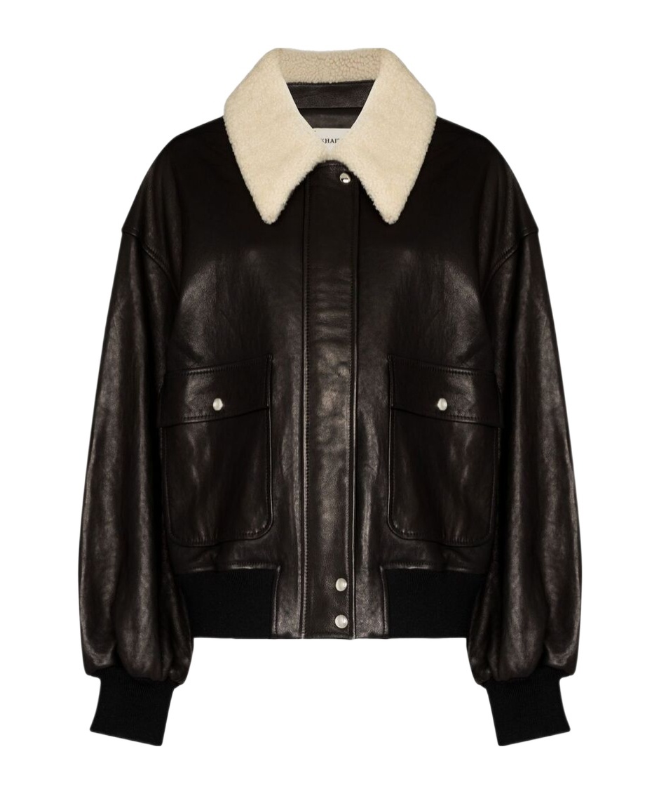 Khaite Lapel Leather Jacket In Black