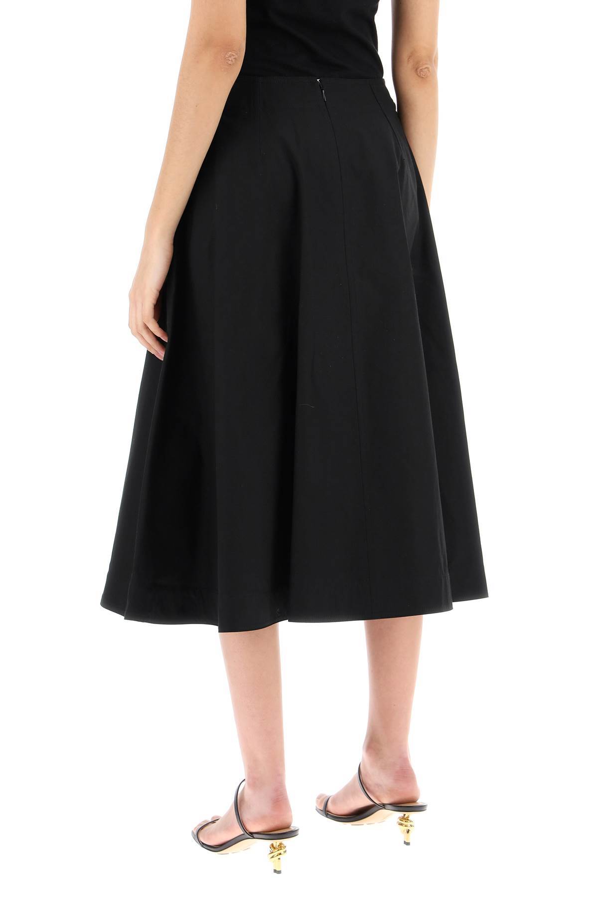 Bottega Veneta Flared Cotton Skirt For Women In Black