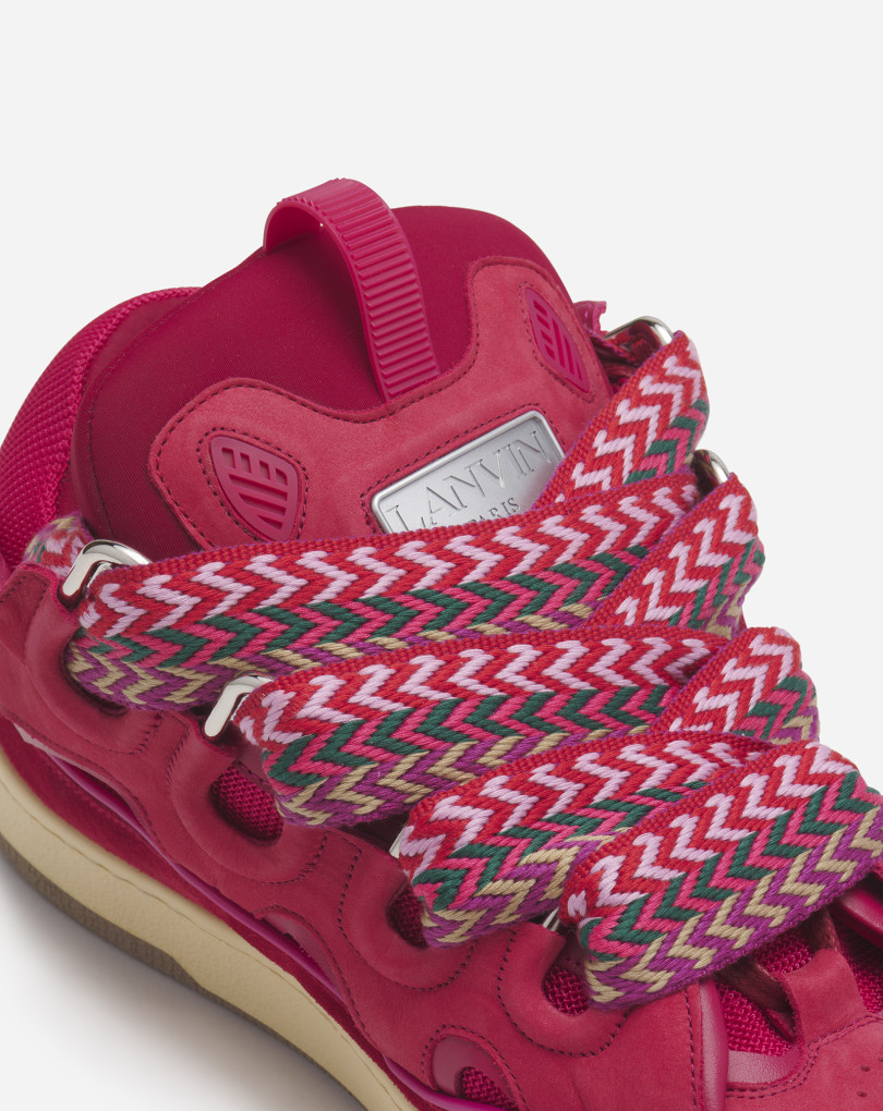 Lanvin Curb Chunky Leather Sneakers In Red