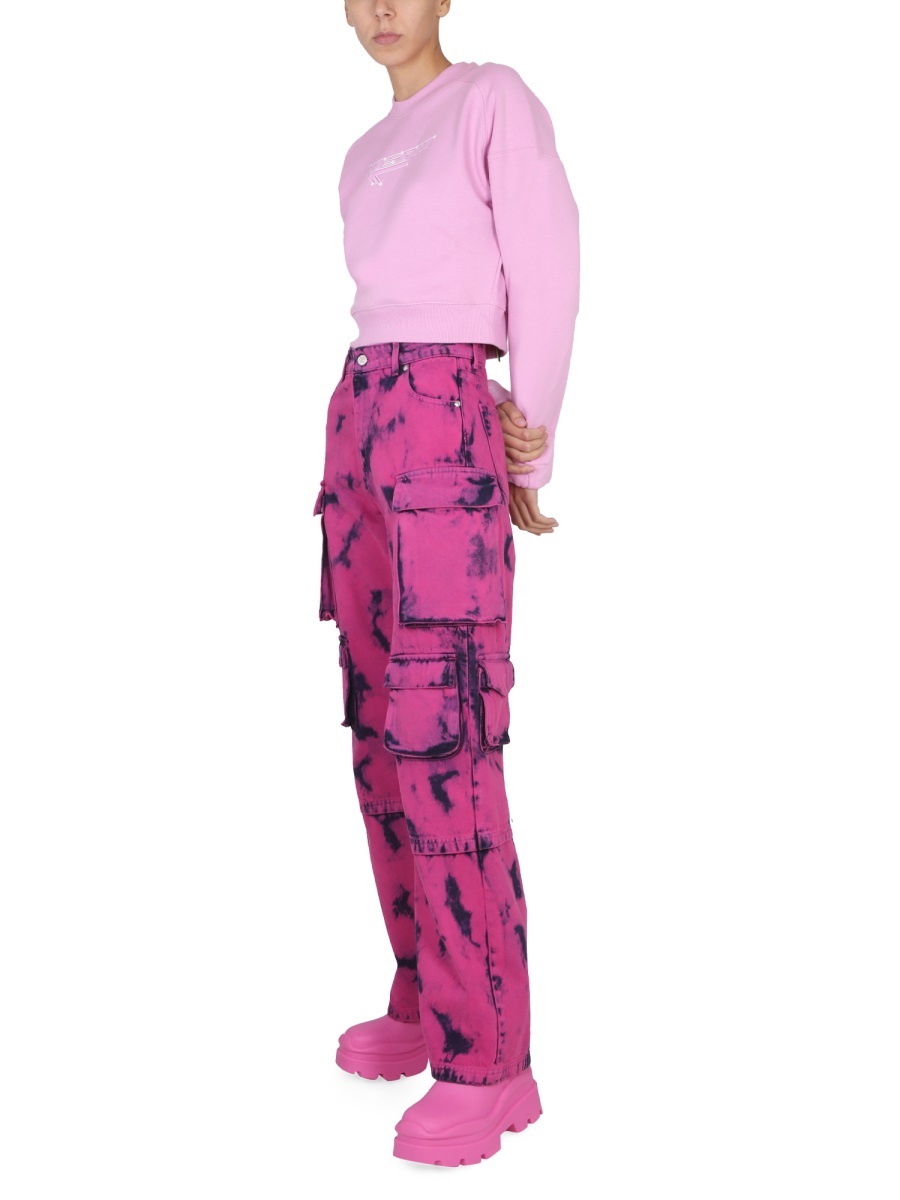 Msgm Cropped Knitwear Logo Cross-neck In Pink