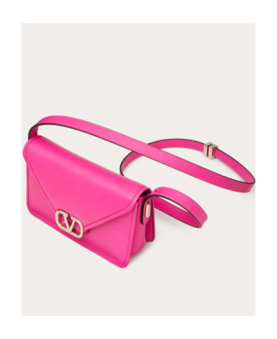 Valentino Small Letter Smooth-grain Shoulder Bag In Pink