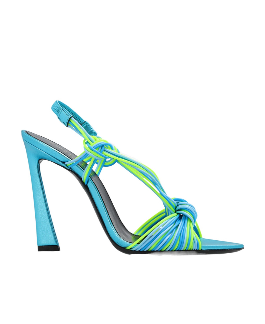 Saint Laurent Women's Pool Sandals In Tpu And Metallized Leather In Blue