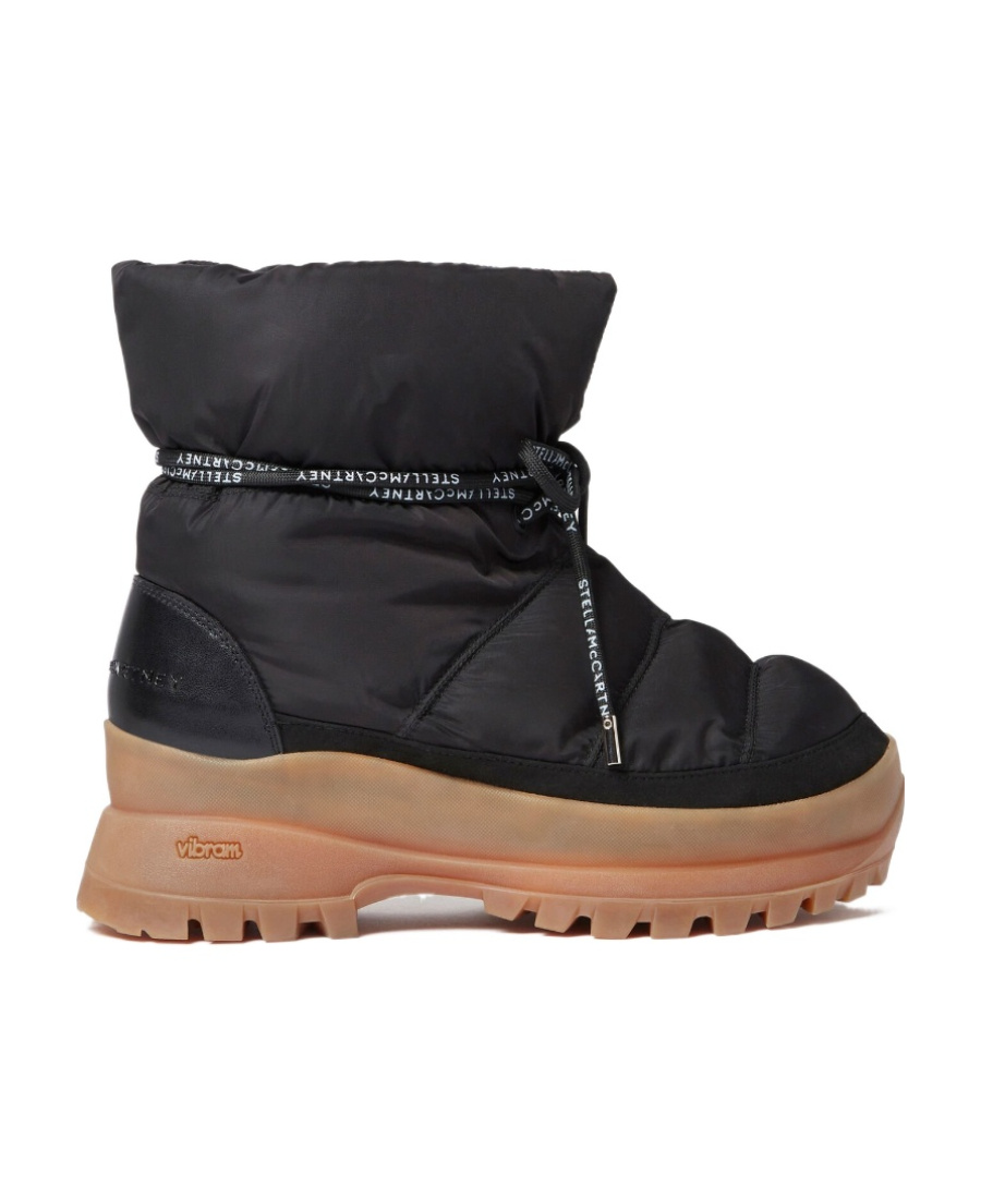 Stella Mccartney Round-headed Lace-up Boots In Black