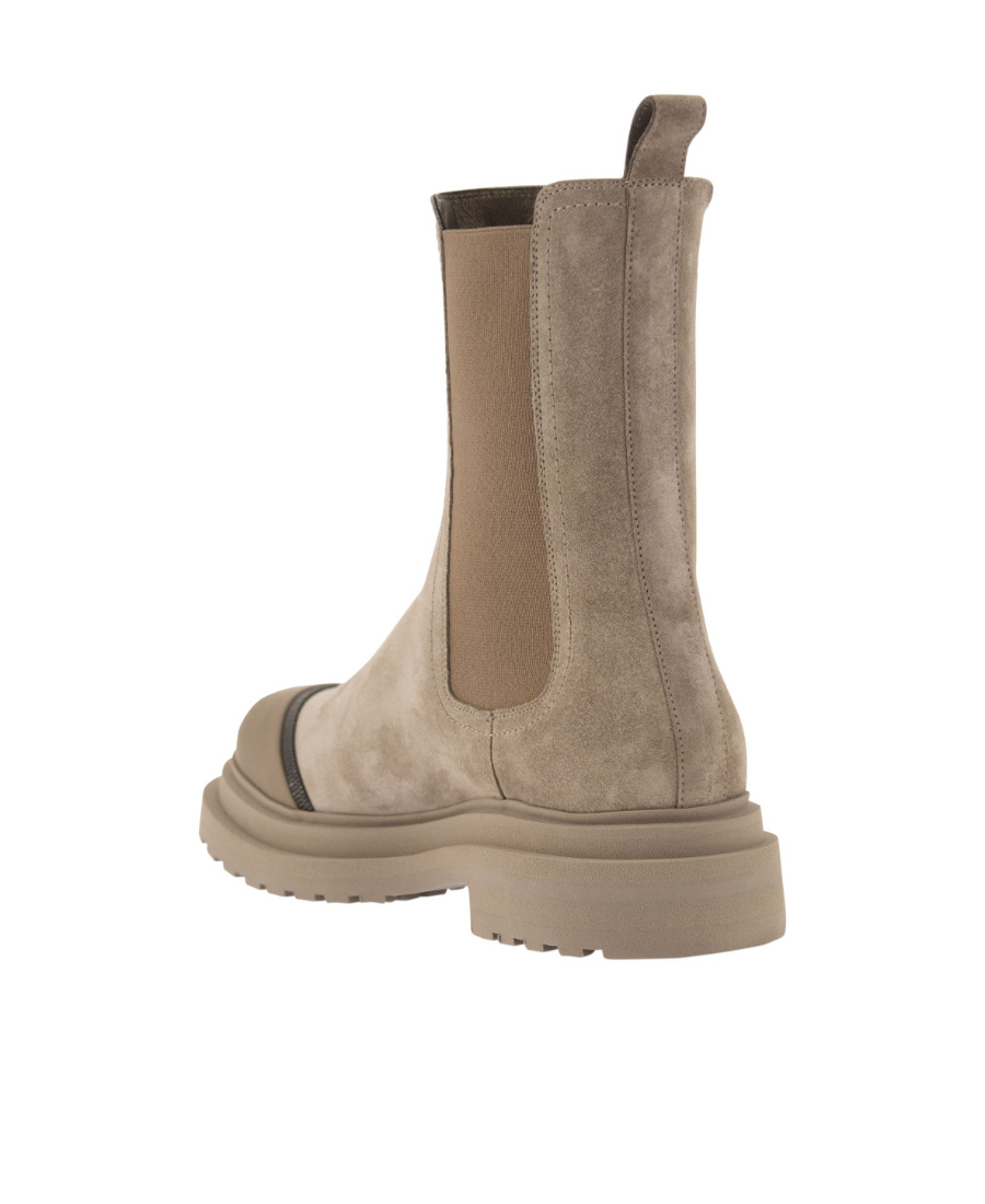 Brunello Cucinelli Elasticated-panel Ankle Boots In Brown