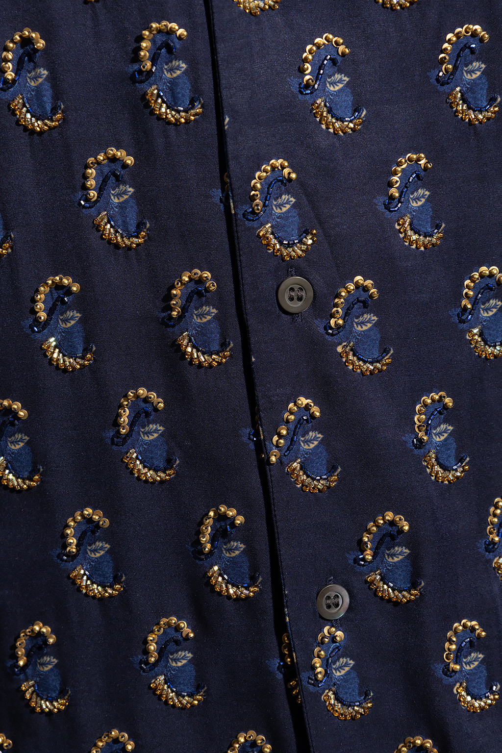 Dries Van Noten Carltone Camp-collar Embellished Voile Shirt In Black