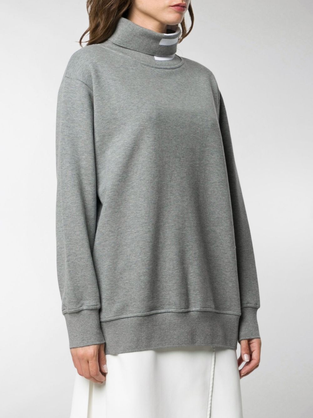 Thom Browne Four-stripe High-neck Sweater In Gray