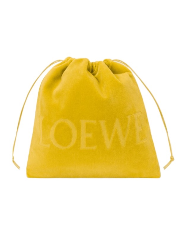 Loewe Medium Drawstring Pouch In Terrycloth In Yellow