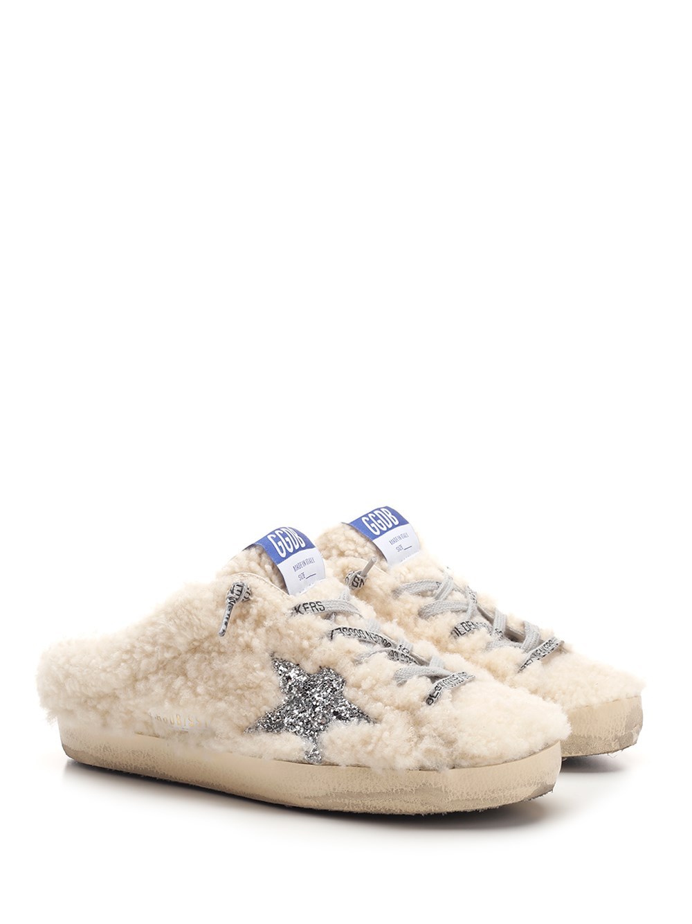 Golden Goose Sabot Natural Shearling Sneaker  In Beige In Nude