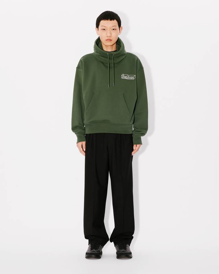 Kenzo Embroidered Logo Long Sleeve Sweater In Green