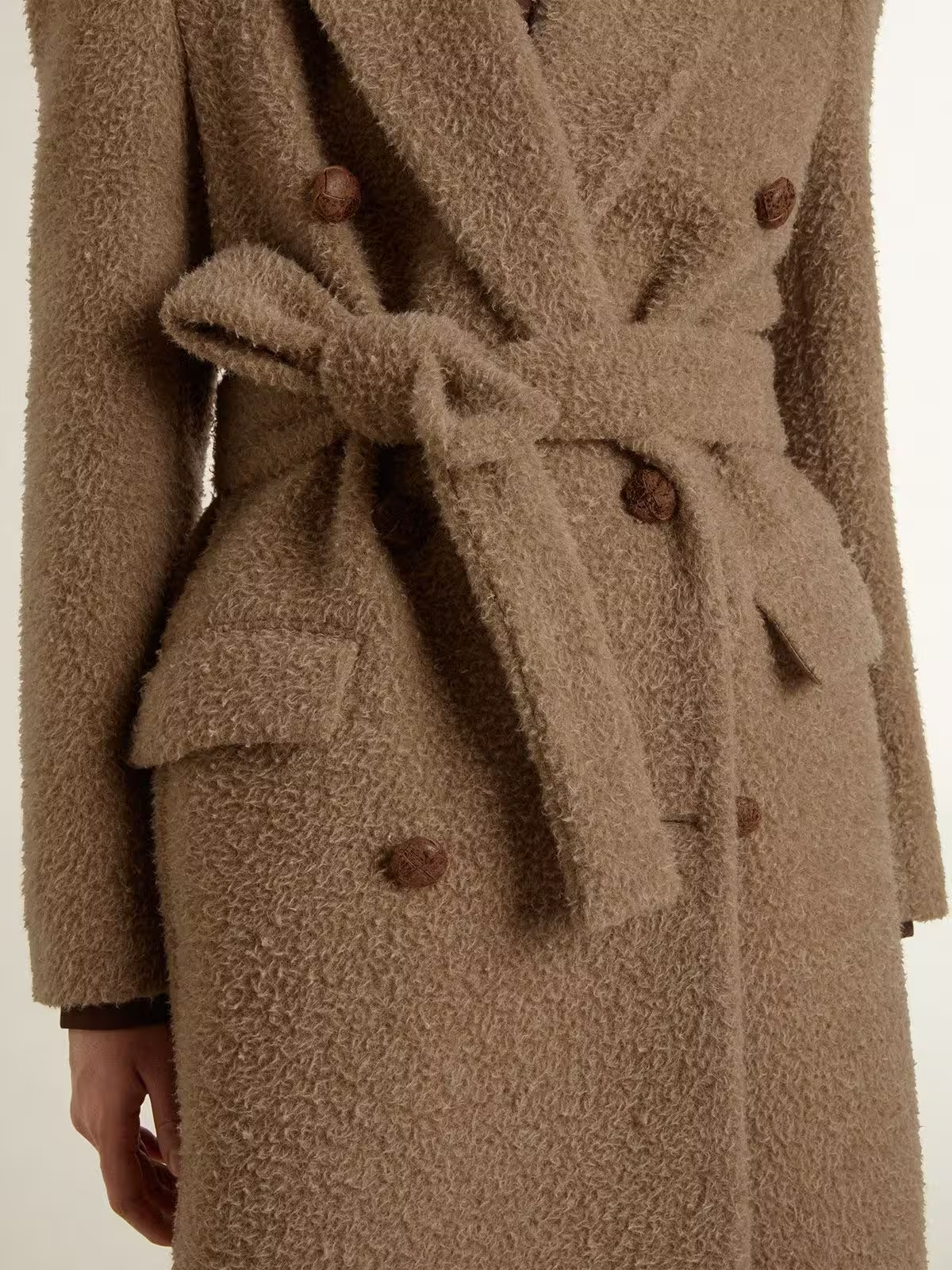 Golden Goose Journey Ws Double Breasted Coat With Detachable Belt Casentino Wool In Brown