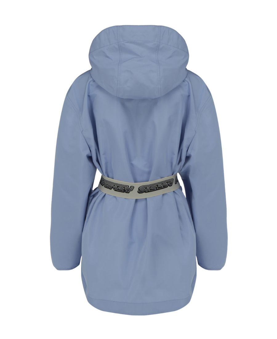 Stella Mccartney Belted Hooded Jacket In Blue