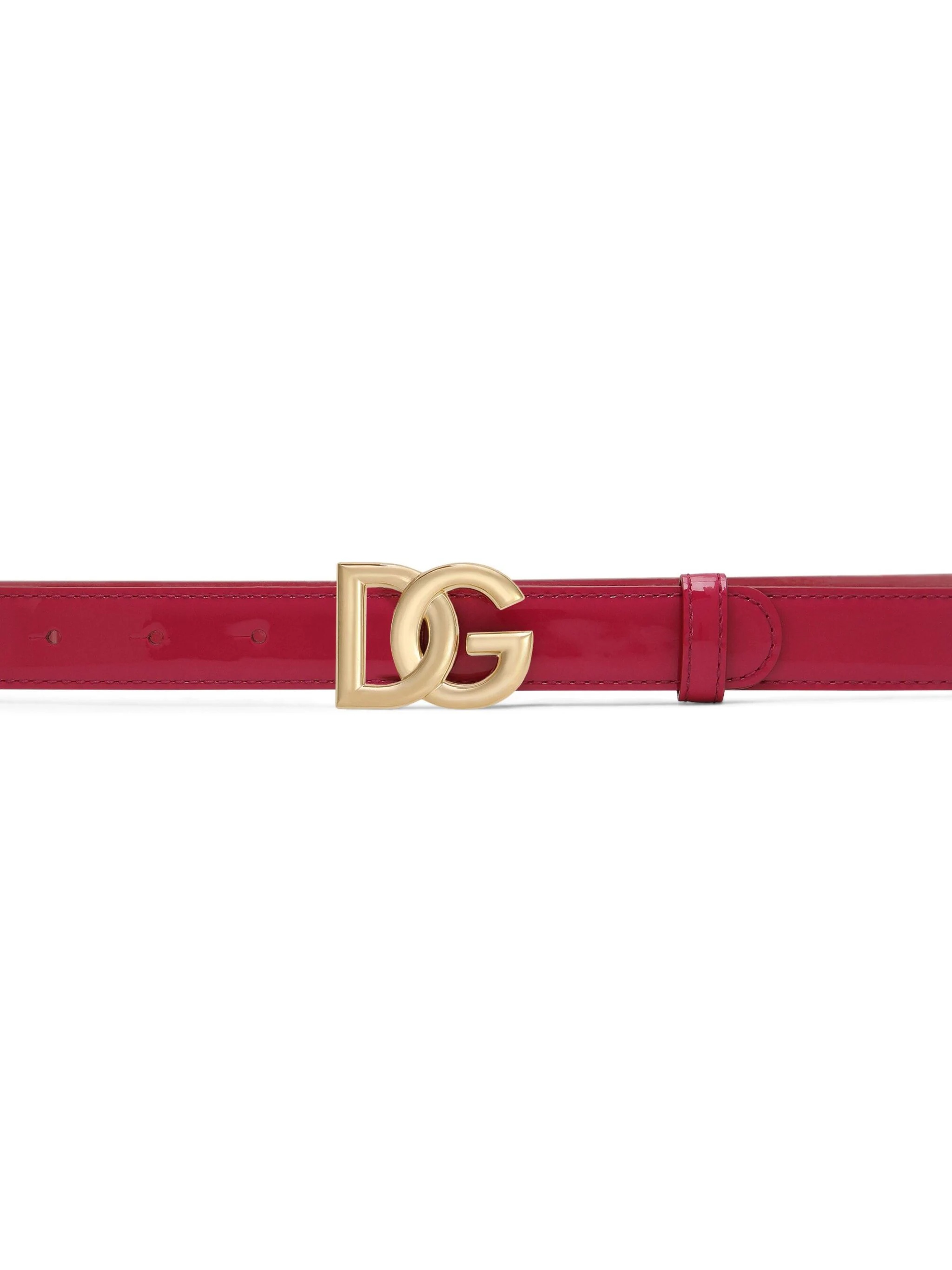 Dolce & Gabbana Polished Calfskin Belt With Dg Logo In Red