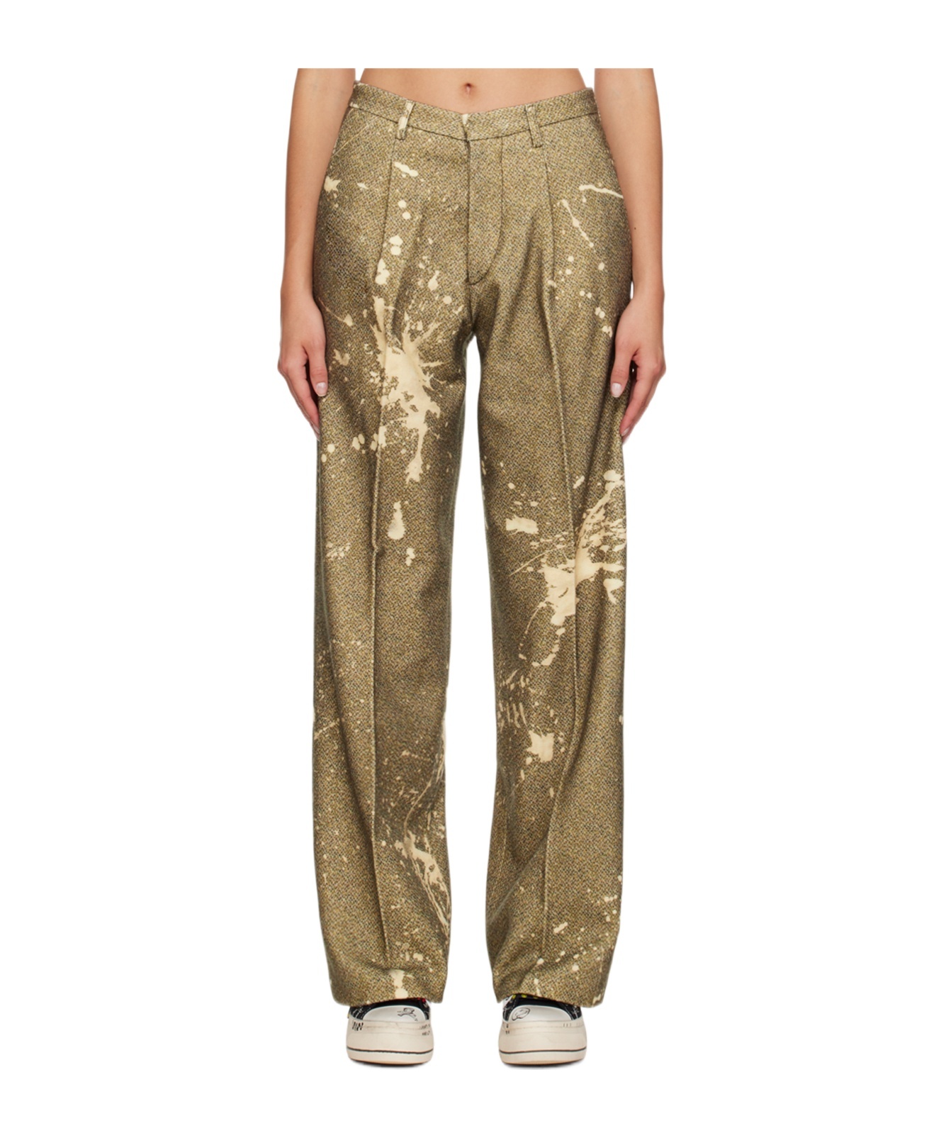 R13 Khaki Wide-leg Trousers In Green