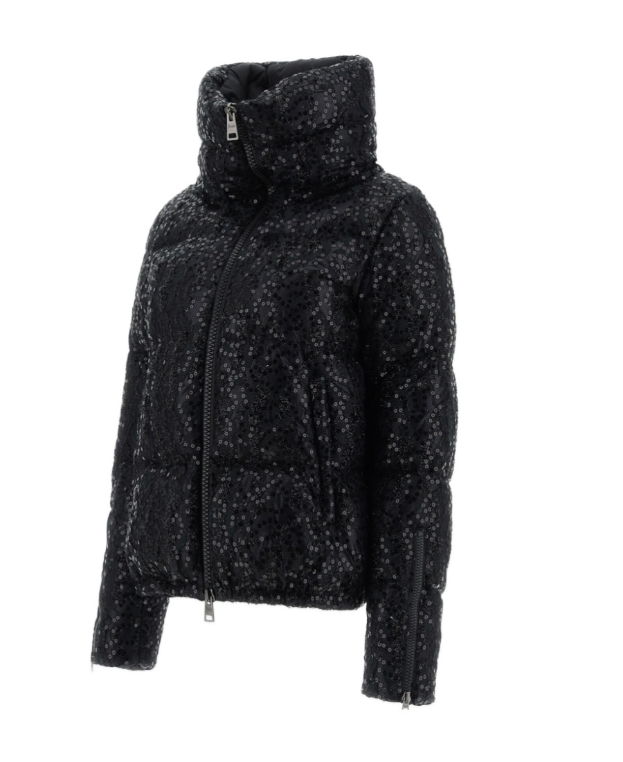 Herno Sequinned Down Puffer Jacket In Black