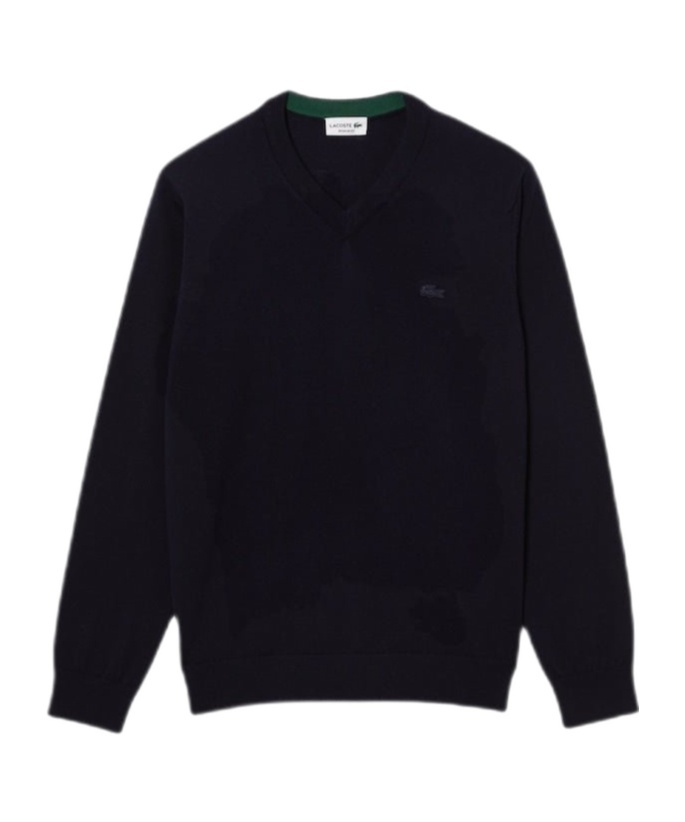 Lacoste V-neck Wool Sweater In Brown